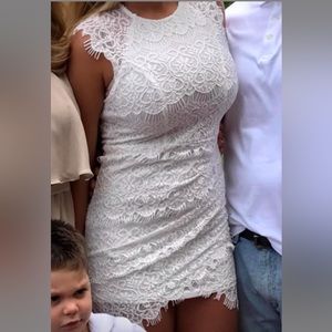 Hello Molly lace white mini bodycon